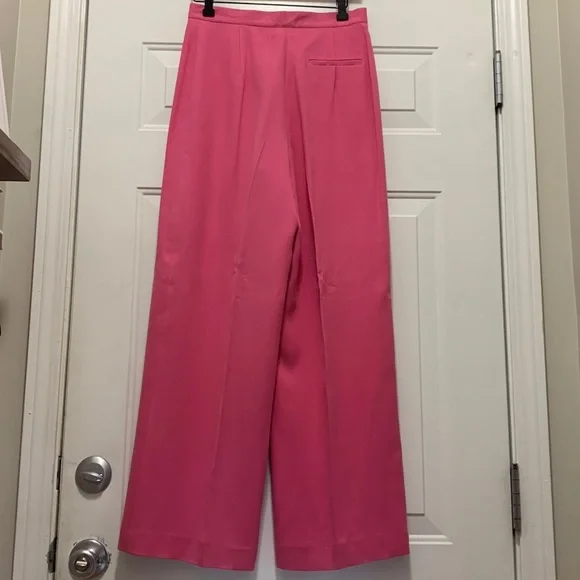 Ralph Lauren 100% Silk Hot Pink Wide-Leg Trousers Size 8 - Picture 5 of 8